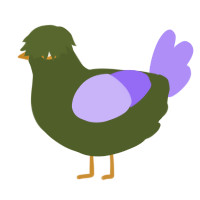 Radium, a olive and lilac chicken