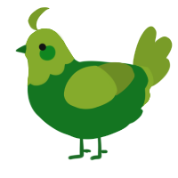 A leaf and chartreuse chicken with a head pattern