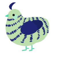 A gluppy and navy chicken with a bar pattern