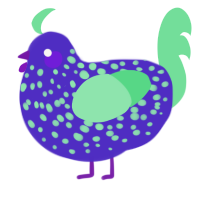 A indigo and spring chicken with a speckle pattern