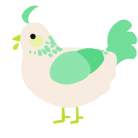 A cream and spring chicken with a neck-speckle pattern