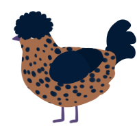 A brown and tumblr chicken with a speckle pattern