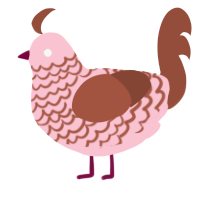 A rose and russet chicken with a lace pattern