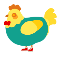 A sea and honey chicken with a head pattern