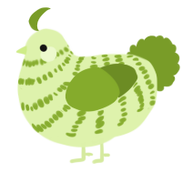 A apple and chartreuse chicken with a bar pattern