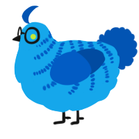 A sky and ultramarine chicken with a half-bar pattern