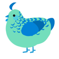 A mint and sapphire chicken with a half-lace pattern