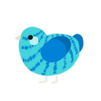 cassia, a aqua and sapphire chicken with a bar pattern