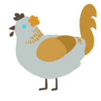 A silver and gold chicken with a neck-band pattern