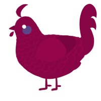 A maroon chicken with a lace pattern