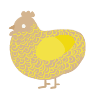 A beige and yellow chicken with a double-lace pattern