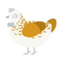A white and ochre chicken with a half-lace pattern