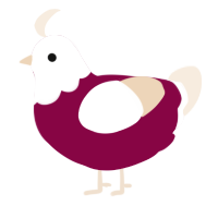 A maroon and cream chicken with a head pattern