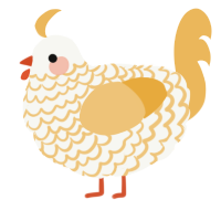 A white and honey chicken with a lace pattern