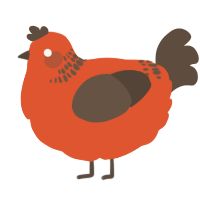 A vermilion and bark chicken with a neck-band pattern