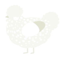 A white chicken with a speckle pattern