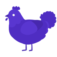 A indigo chicken with a head pattern