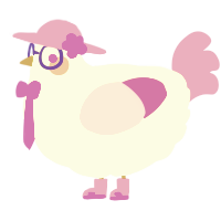 A cream and pink chicken