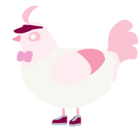 A white and rose chicken with a head pattern