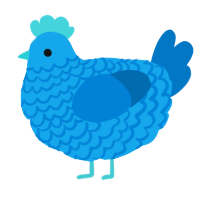 A sky and sapphire chicken with a lace pattern