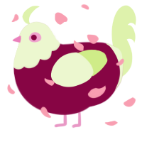 A maroon and apple chicken with a head pattern