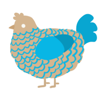 A beige and cerulean chicken with a lace pattern
