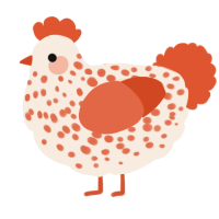 A cream and vermilion chicken with a speckle pattern