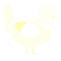 A white chicken with a head pattern