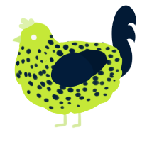 A lime and tumblr chicken with a speckle pattern