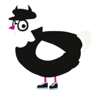 A black and white chicken with a head pattern