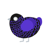 A sable and indigo chicken with a lace pattern