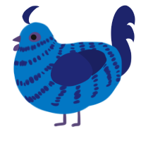 A sapphire and navy chicken with a bar pattern