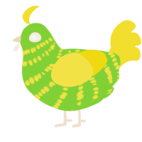 nuclear waste, a grass and yellow chicken with a bar pattern