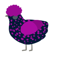 A tumblr and plum chicken with a speckle pattern