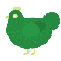 A viridian chicken with a speckle pattern