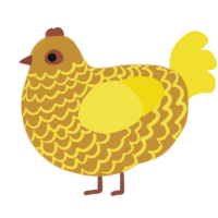 A gold and yellow chicken with a lace pattern