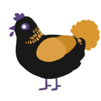 A sable and orange chicken with a neck-band pattern