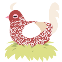 A red and cream chicken with a double-lace pattern
