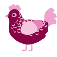 A maroon and pink chicken with a half-lace pattern