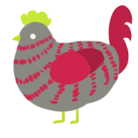 Lorge, a ash and crimson chicken with a bar pattern