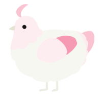 A white and rose chicken with a head pattern