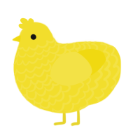 A yellow chicken with a lace pattern