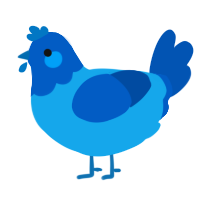 A sky and ultramarine chicken with a head pattern