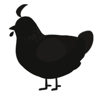A black and sable chicken with a neck-speckle pattern