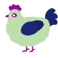 A gluppy and navy chicken