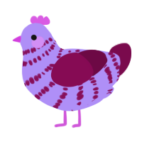A lilac and wine chicken with a bar pattern