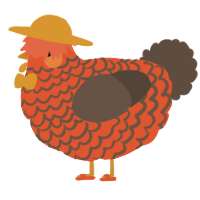 A vermilion and bark chicken with a lace pattern