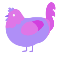 A lilac and orchid chicken with a head pattern