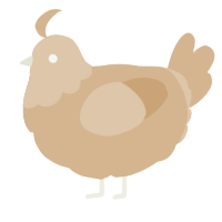 A beige chicken with a head pattern
