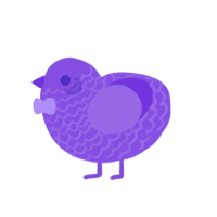 A blurple chicken with a lace pattern